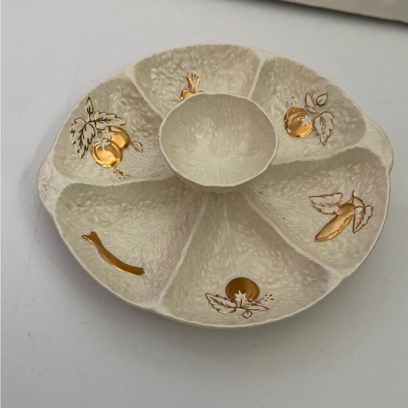 CROWN DEVON BONE CHINA VEGETABLE BOWL WITH RAISED CENTER DIP ENGLAND MCM - Picture 2 of 10